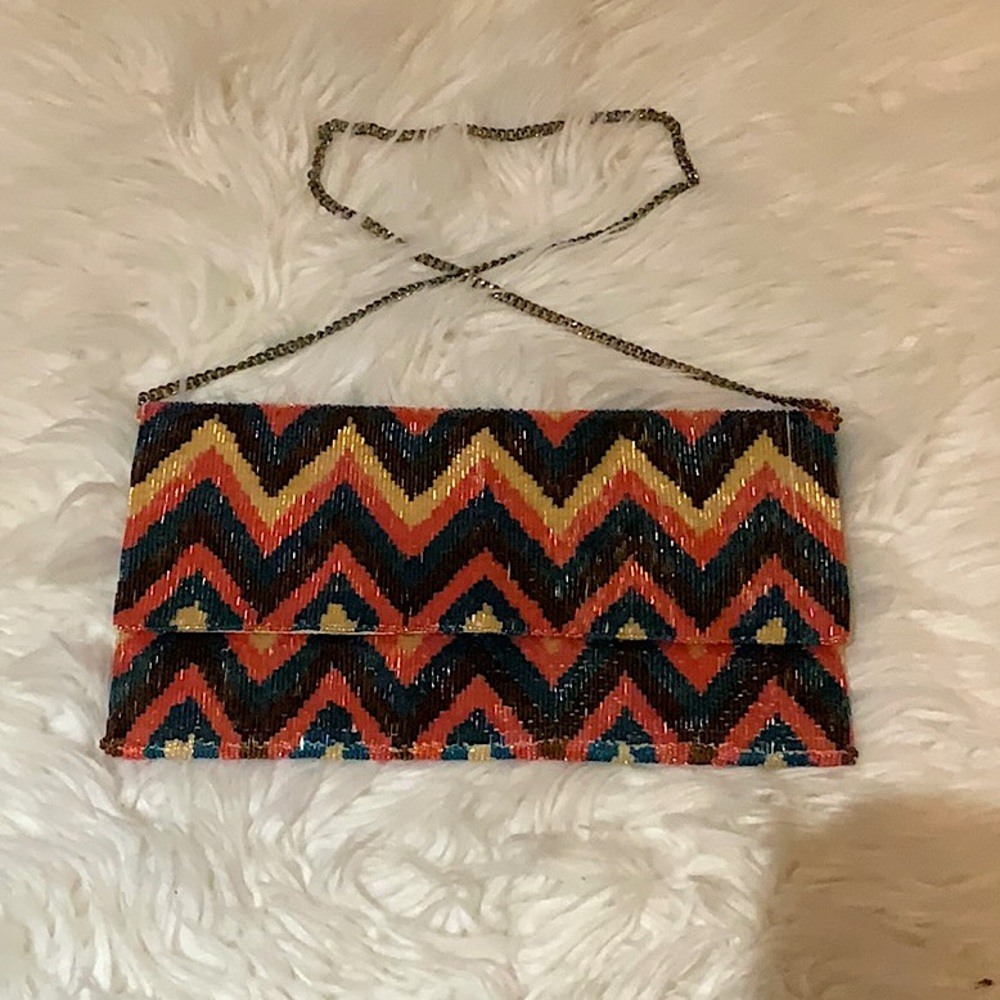 MOYNA ikat beaded clutch NEW